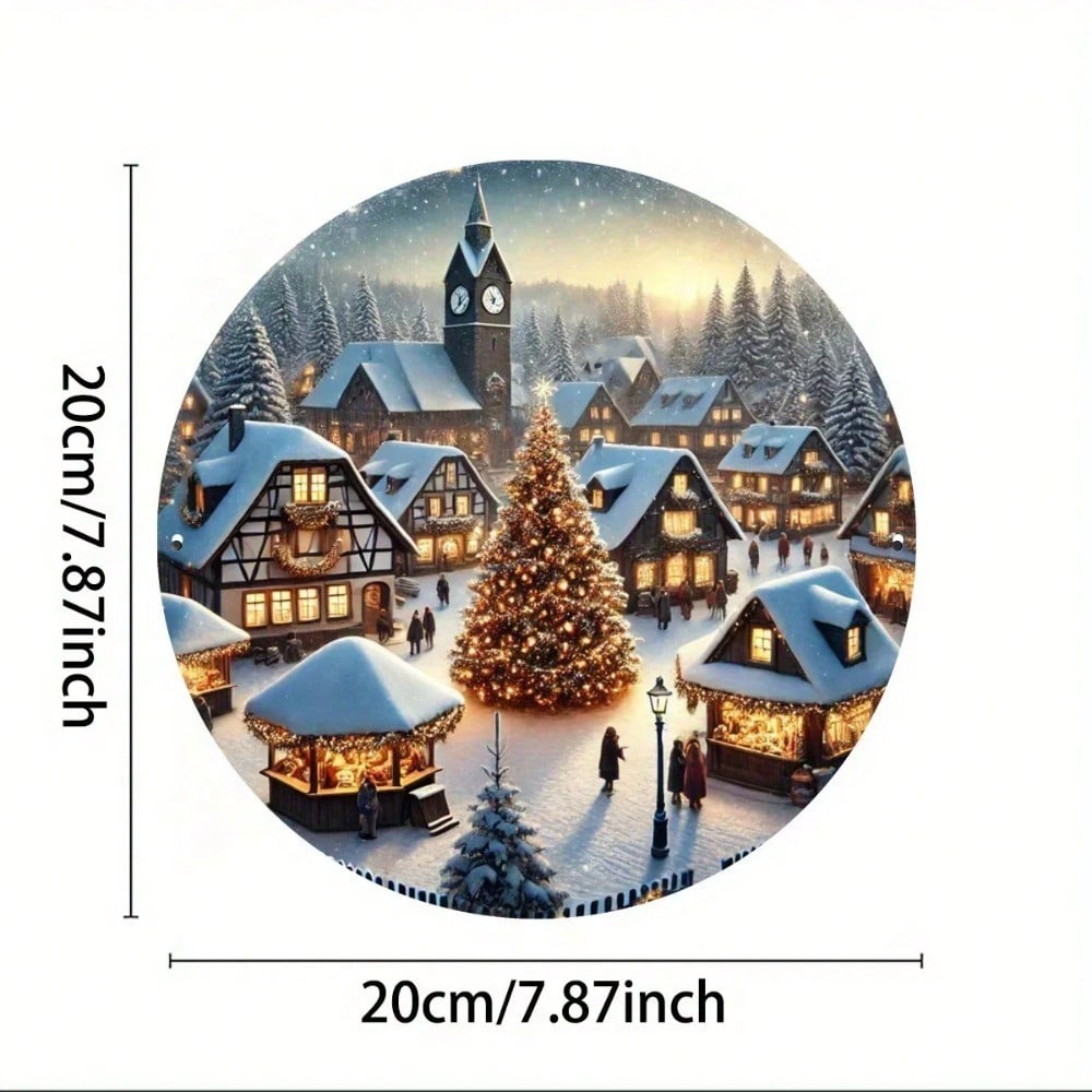 Vintage Winter Village Metal Wall Art Weather Resistant Home Cafe Decor