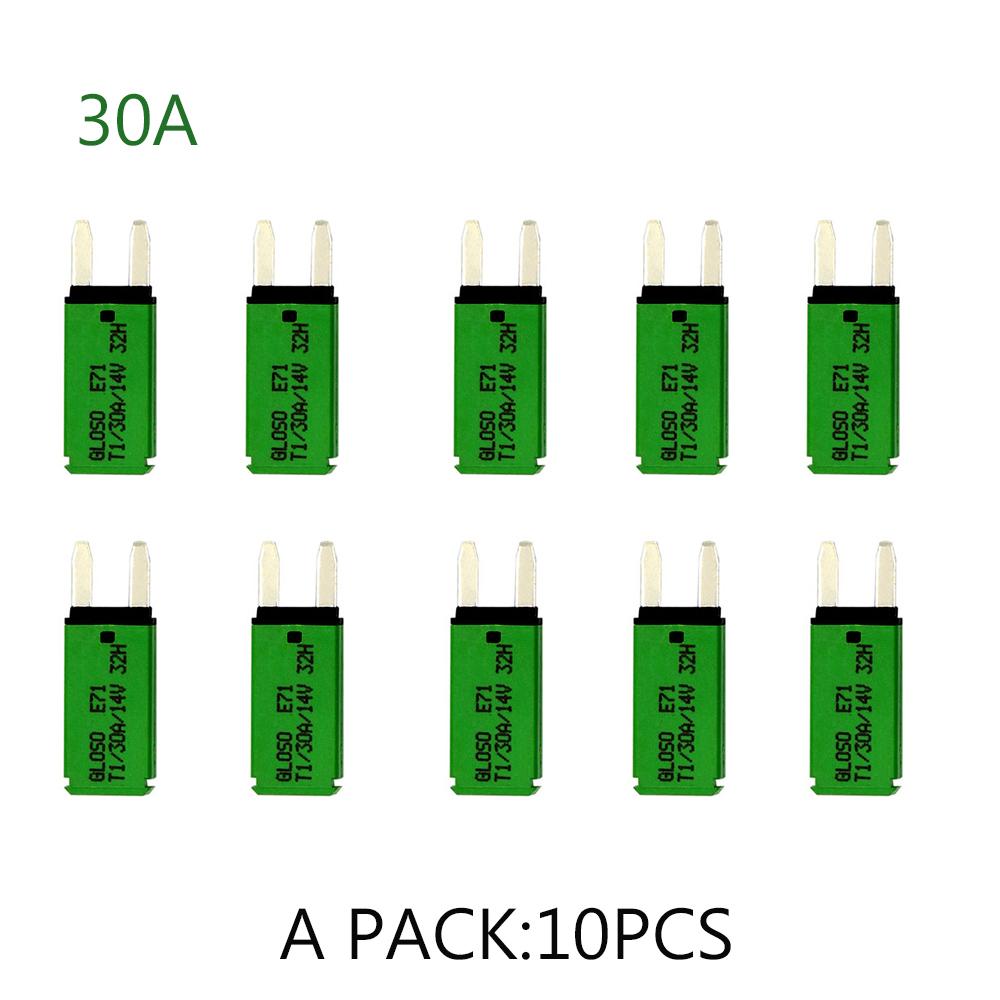 IZTOSS 10PCS 10-30A 14V Small Blade Fuse Automatic Reset Fuse Circuit Breaker Current Overload Protector for Car Truck Boat RV 30A