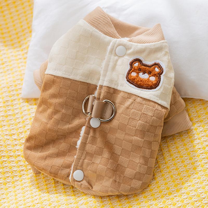 Dog Clothes Autumn and Winter Warm Bear Thickened Baseball Clothing Teddy Yorkshire Small Dog Pet Clothing
