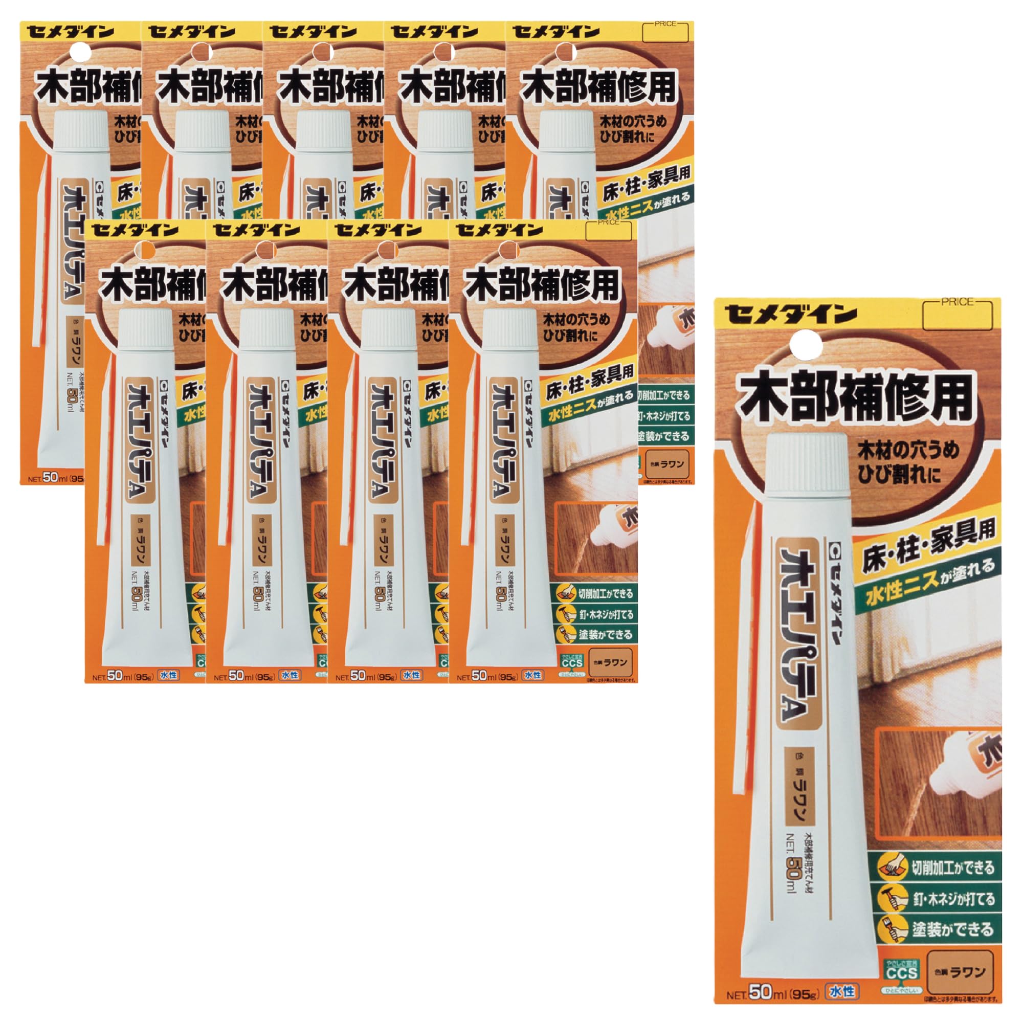 

Cemedine Шпатлевка для ремонта дерева 50 мл Упаковка из 10 A, Лауан, Блистер, HC-152,