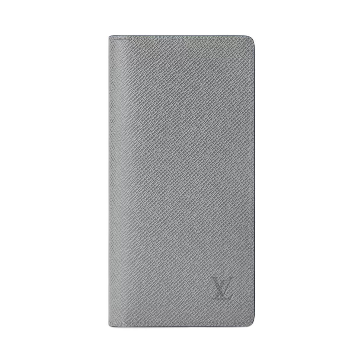 

Louis Vuitton Brazza Classic Logo Taïga Leather Wallet Men wallet Gray Blue M25966 Gift Set(Basic Set+Box+Shopping Bag)