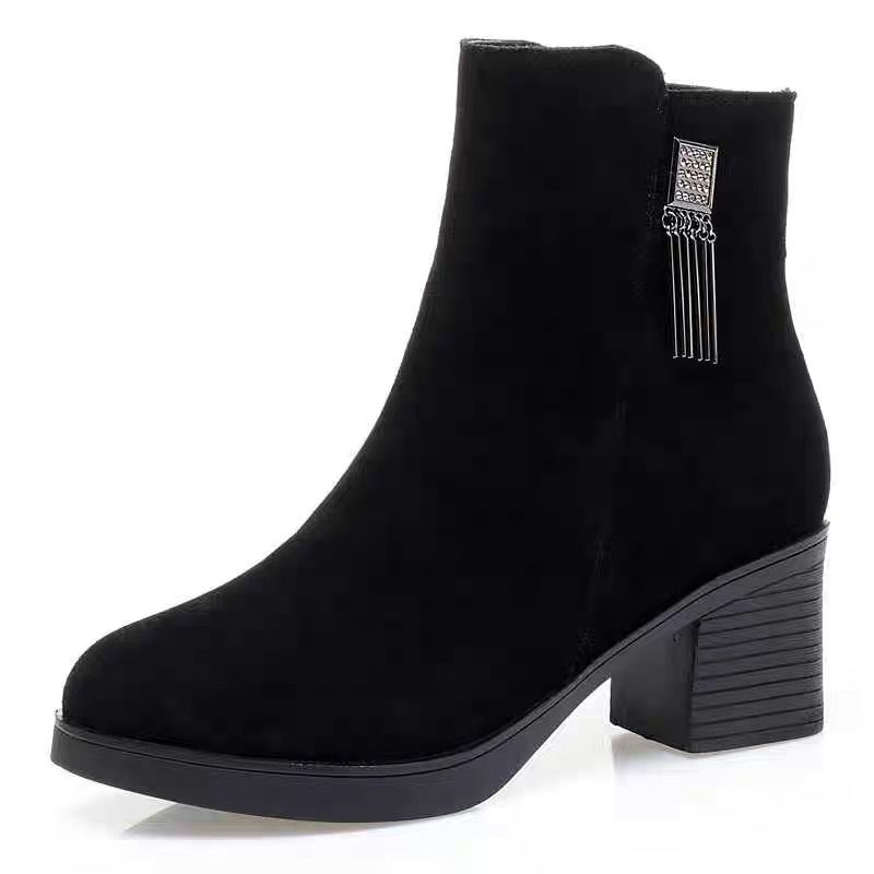 

Мода 2024 Осень Новые Женская Мода Элегантные Ботильоны Женская Мода Элегантные Лаконичные Однотонные Ботинки на Платформе Обувь для Женщин 42 чёрный