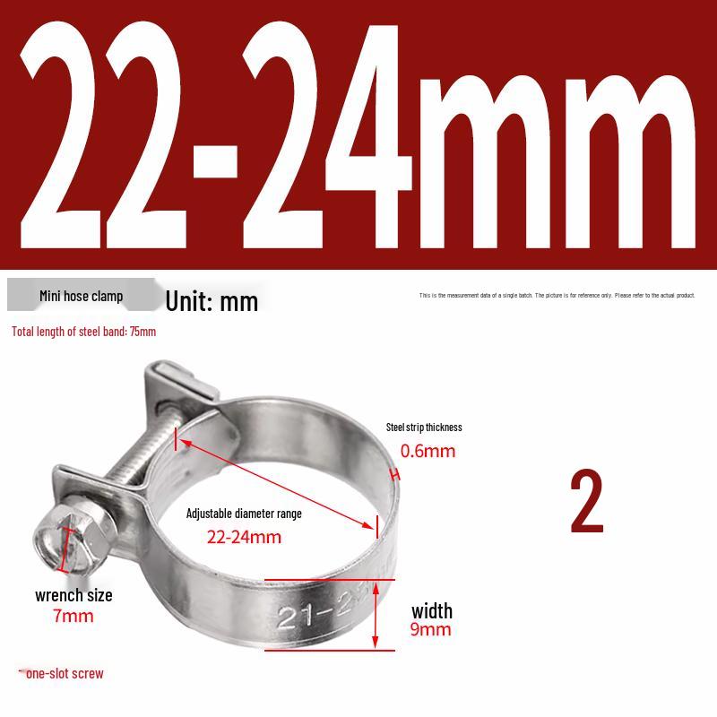 304 Stainless Steel Mini Hose Clamp for Water Pipes, Screw-Tightened Band Clip