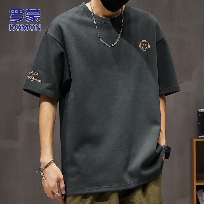ROMON Men s Casual Round Neck Short Sleeve T-Shirt 4XL