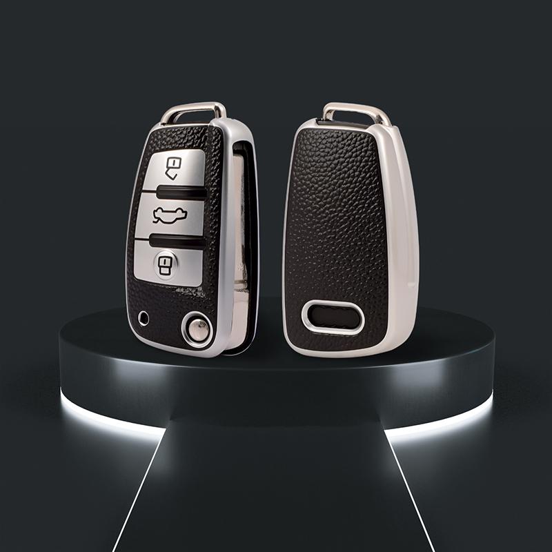 TPU Leather Auto Car Remote Flip Key Case Cover Shell Fob Holder for A4 B7 A6 C6 4f 8v A3 8p A1 A3 Keyless Accessories