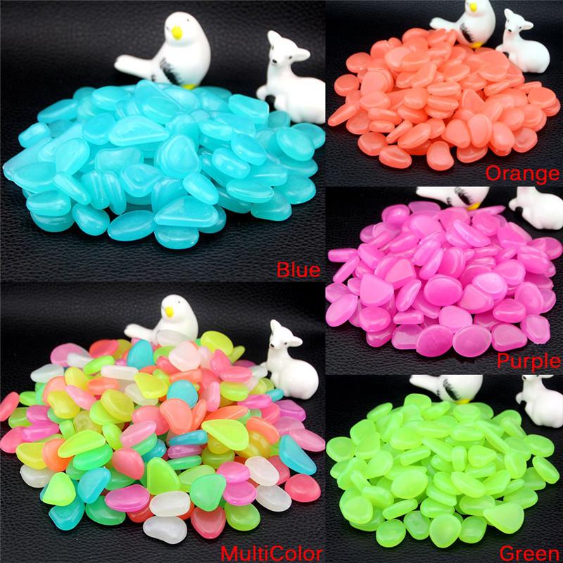 10Pcs/Bag Colorful Glow In The Dark Stones Pebbles Rock For Fish Tank Aquarium