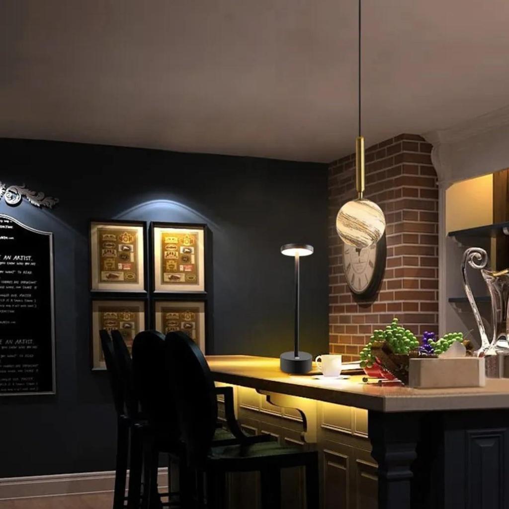 Metal Touch Control LED Table Lamp 3 Light Modes with Long-Press Dimming Brightness, Rechargeable & Cordless Modern Light