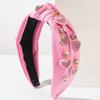 Pink Love Heart Pearl Knot Hairband Wide Headband Hair Accessories Festival Valentine's Day Shiny Headwear for Women Girls Gift