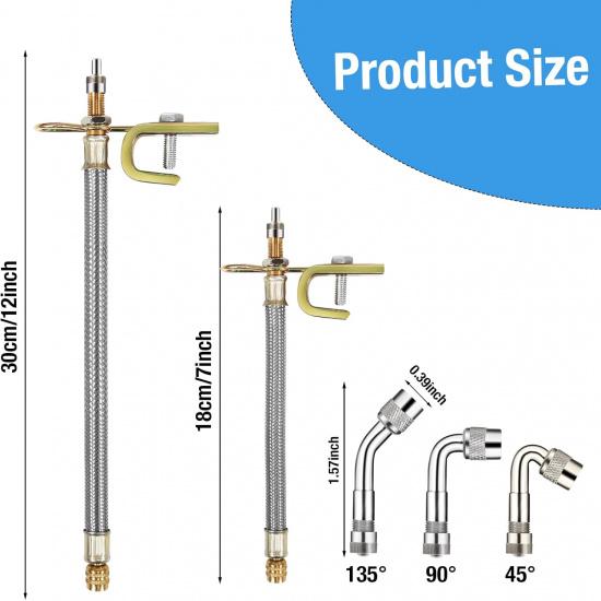 10 Pieces Stainless Steel Dually Valve Stem Extension, Includes 4 Pieces Dual Tire Valve Extension 6 Pieces Valve Extender Adaptor for Most Cars