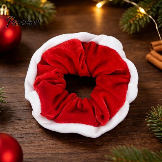 Soft Elastic Hair Bands for Women Christmas Velvet Scrunchies, Ties Girls, Lightweight Holiday Parties Contrast Color Ponytail Holder Accessories