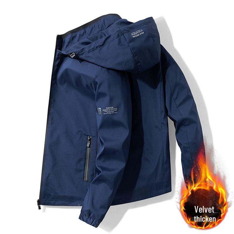 Men s Woodpecker Windbreaker Jacket - Hooded, Fleece-lined, Windproof, Spring & Autumn Casual Style. M