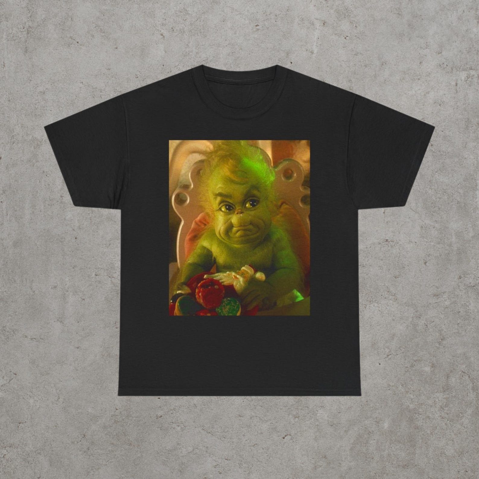 Grinch Baby Illustration Tee | Holiday Whimsical Green Character Shirt 3XL