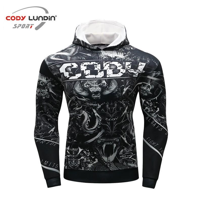 Mens Slim Fit Hooded Gym Workout Top Digital Print Long Sleeve Athletic Shirt Fitness Running Training