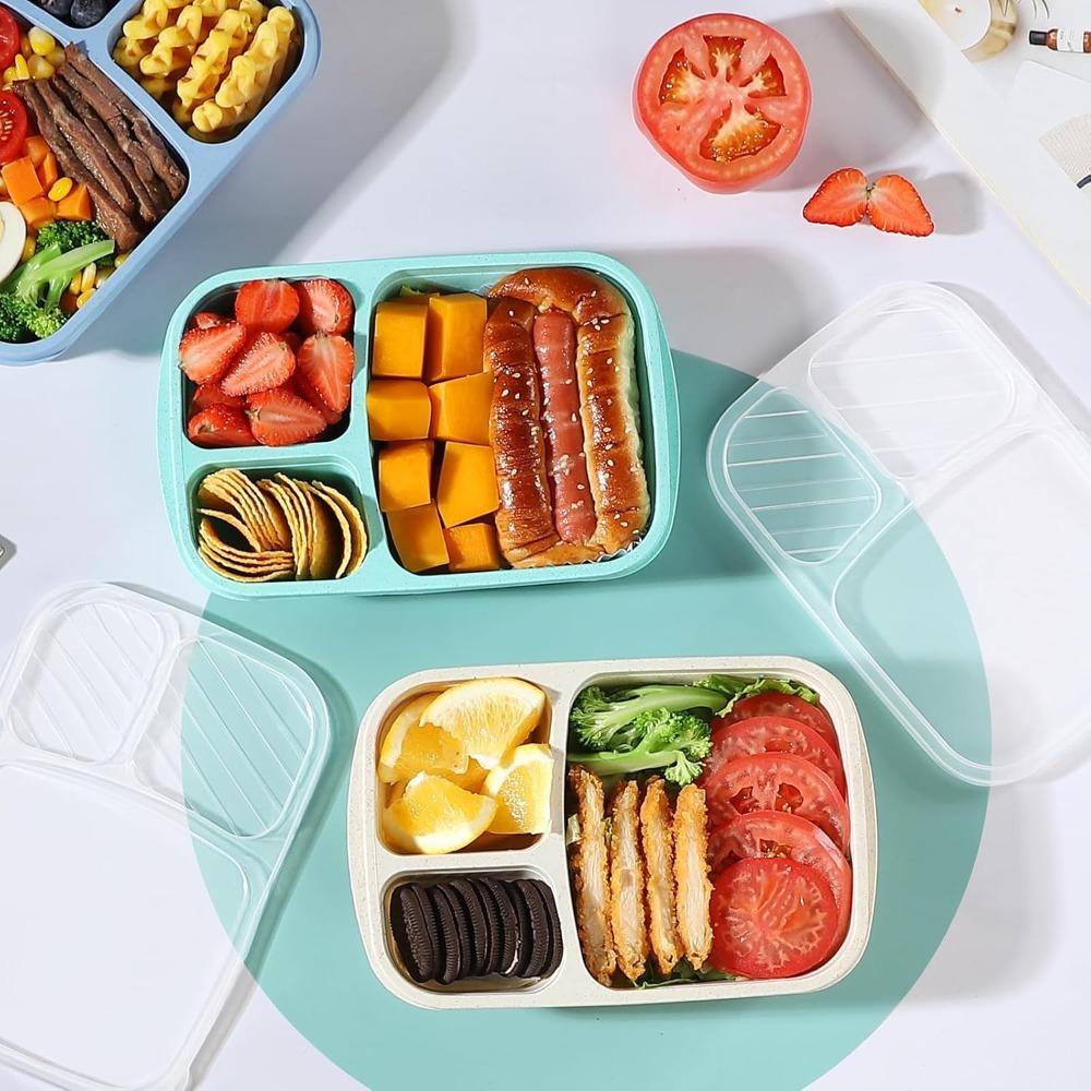 Bento Box Lunch Box for Kids and Adults Reusable Food Storage Container 3 Compartment Lunch Box for School Work Travel
