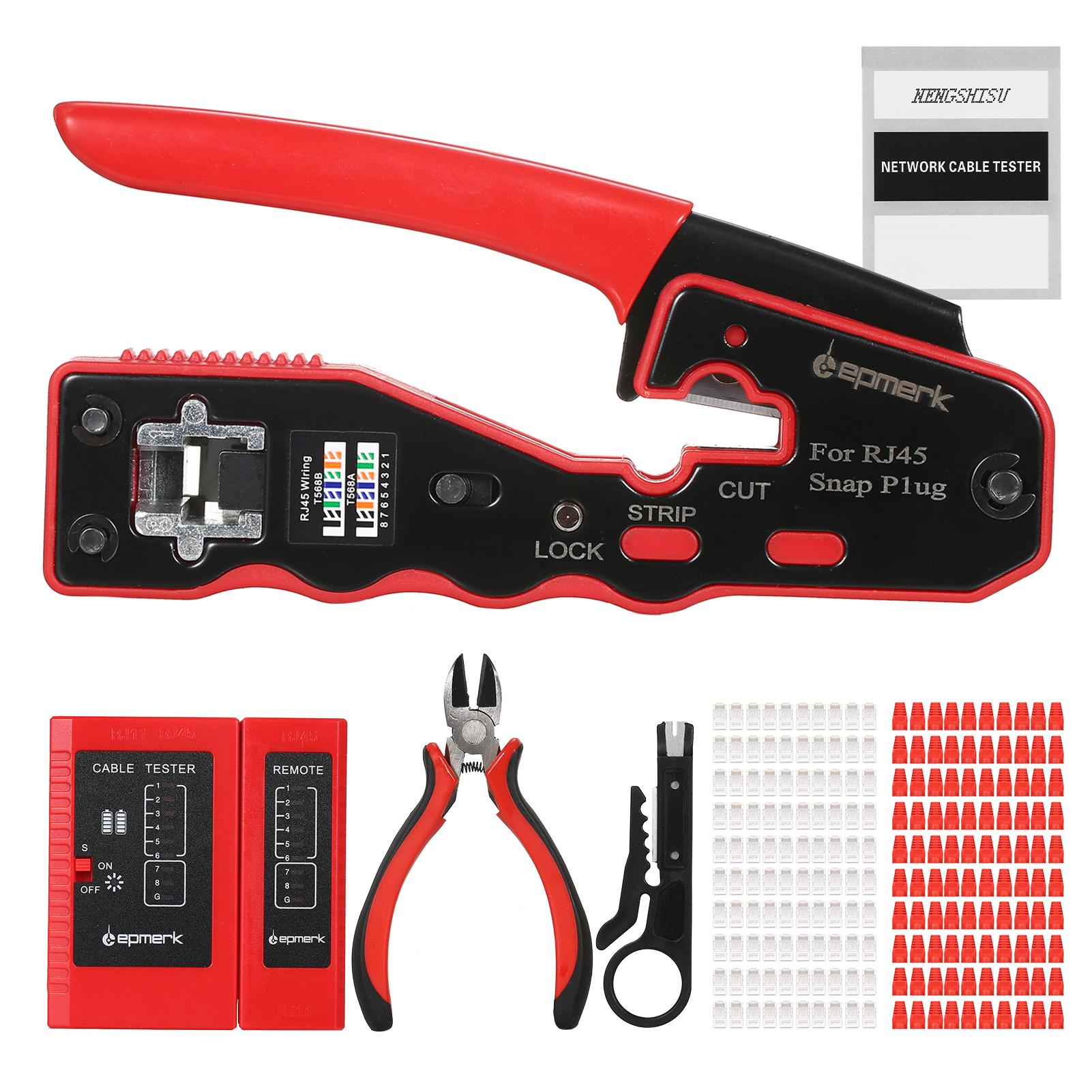 

Набор инструментов для обжима RJ45 «Все в одном», инструмент для обжима для проходов Cat5e Cat6 Cat6a красный