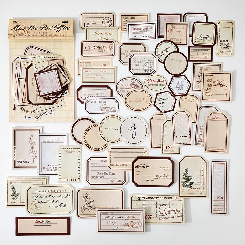 50 Stück/Packung Vintage Etiketten Aufkleber beschreibbar Dekoratives Tagebuch Album Klebend DIY Aufkleber für Scrapbooking Junk Journal Zubehör