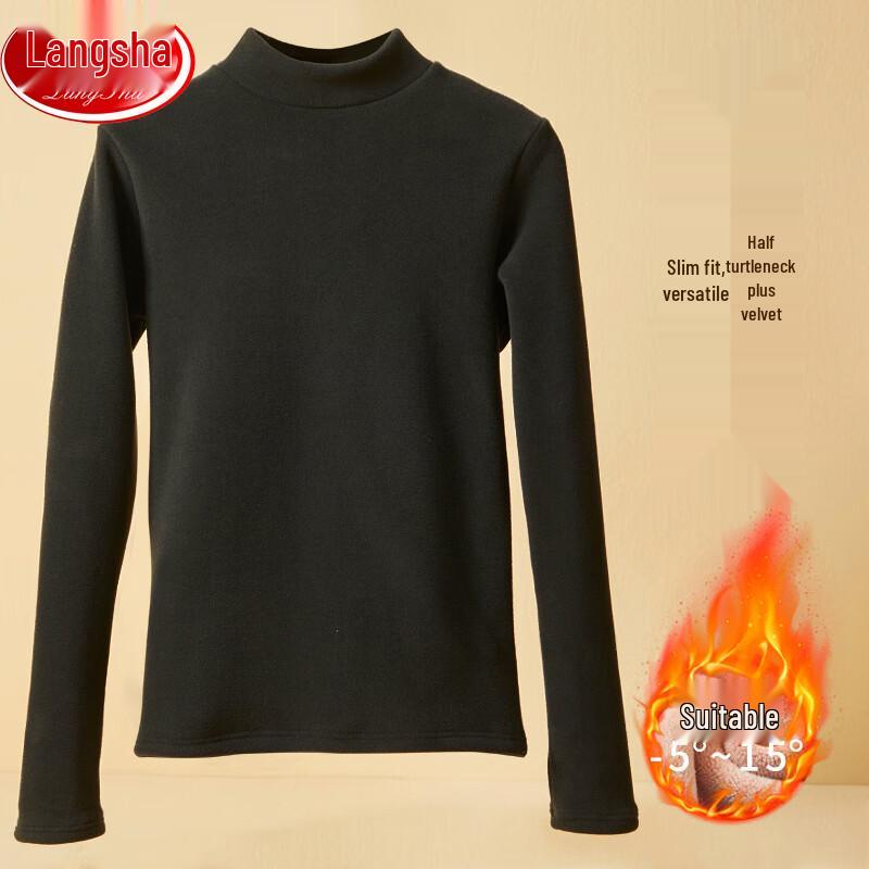 

Women s Thermal Fleece-Lined Semi-High Collar Long Sleeve Top XL (130-150 lbs)