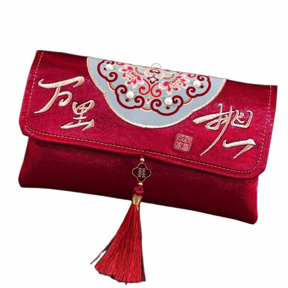 

Вышивка Китайский Свадебный Красный Конверт Парчовая Ткань Кисточка Подарочный Мешочек 2026 Карман для Денег День Рождения Style1