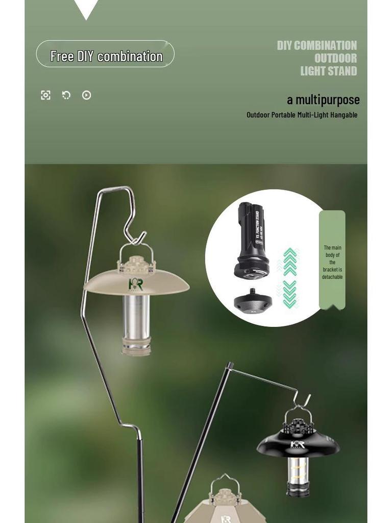 Outdoor Foldable Aluminum Alloy Tactical Lamp Stand for Camping
