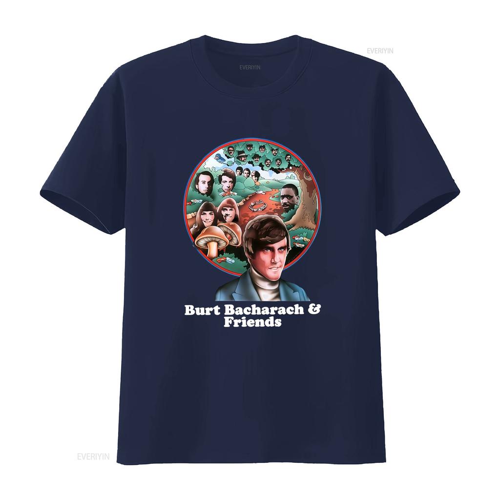 Burt Bacharach Friends Themed T Shirt Retro Art Design with Iconic Faces Nature Elements vintage Washed Versatile