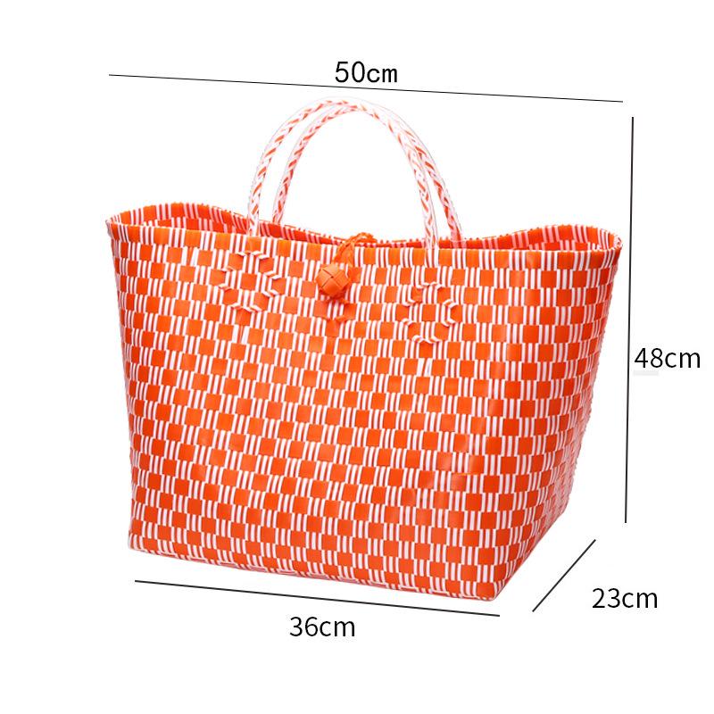Vietnamese Large Imitation Rattan Handled Storage and Grocery Basket