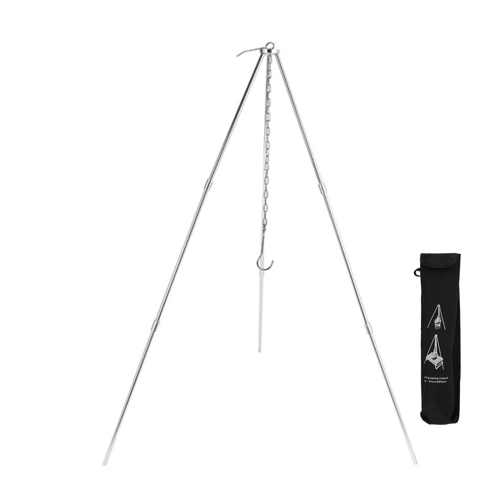 Outdoor Cooking Tripod Adjustable Garden Campfire Foldable Hanging Portable Tripod Outdoor Camping Fire Cooking Grill 1 серебряный
