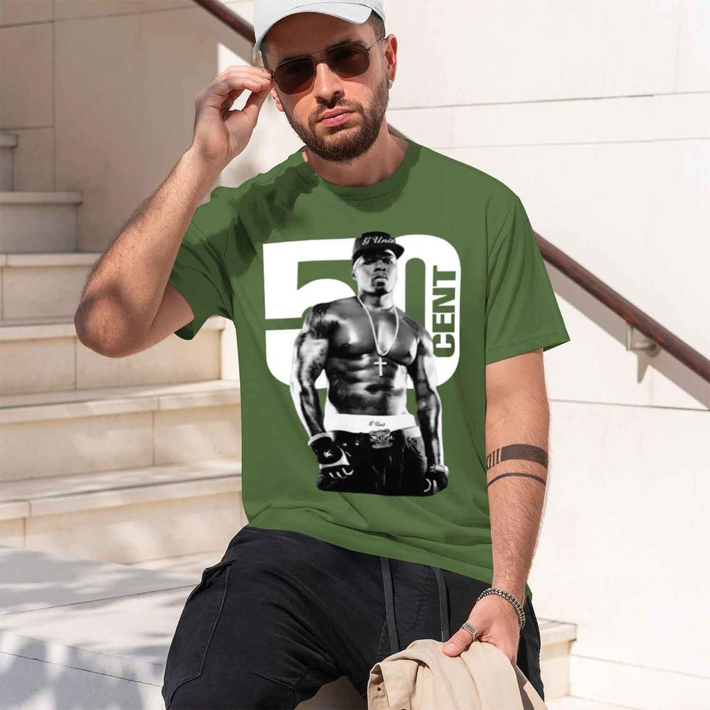 2026 New Model Rapper 50 Cent Graphic Tshirt Retro And Fashionable Hiphop Shortsved Summer Fashion Printed 100 Pure Cotton