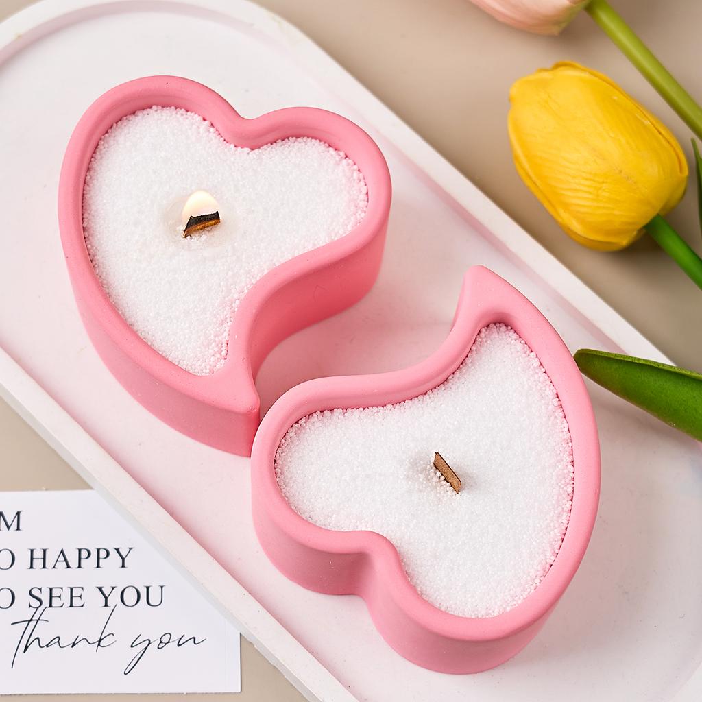 3D Herz Kerzenglas Silikonform DIY Liebe Sukkulenten Pflanzenübertopf Gussformen Gips Harz Schmuck Aufbewahrungsbox Basteln