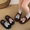Fashion, lightweight and cute cartoon thick-soled fluffy slippers for women to wear winter velvet bag head slippers