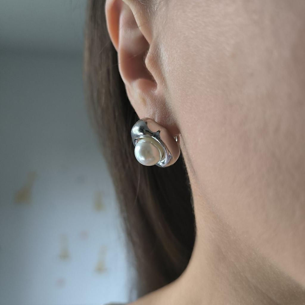 Silver Earrings with Natural Pearls (2192688)
