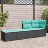 VidaXL Salon de jardin avec coussins 2 pcs noir résine tressée acacia, ensemble de canapés d'extérieur, salon de jardin, 3328660