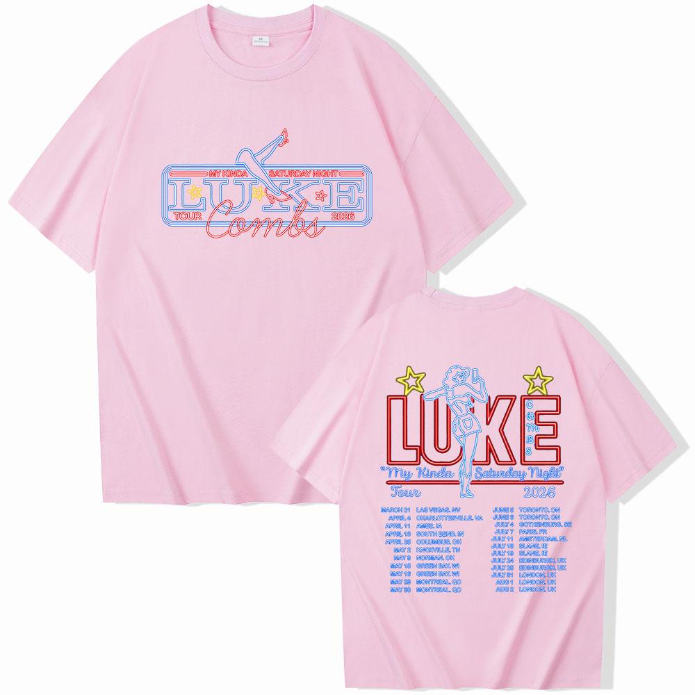 Luke Combs 2026 Tour T-Shirts Herrenbekleidung Damen Luxus Kurzarm Bequemes Freizeit-T-Shirt Geschenke Sommer-T-Shirt