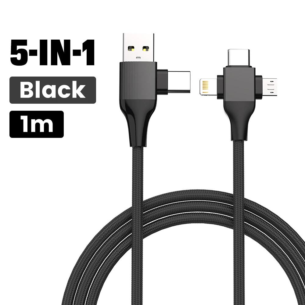 Cablu de încărcare USB C 5-în-1 Cablu de încărcare Tip C Cablu 4 în 1 USB Tip C Încărcare rapidă PD 65W 27W pentru IPhone Samsung Xiaomi