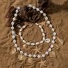 women‘sOcean-inspired Pearl, Shell & Starfish Necklace and Bracelet Set, Niche Vacation Style Clavicle Chain