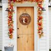 2D Flat Autumn Cartoon Turkey Welcome Wall Decorative Plaque, Round Wooden Hanging Plaque, Perfect for Fall Decor, Front Door, Porch, Garden