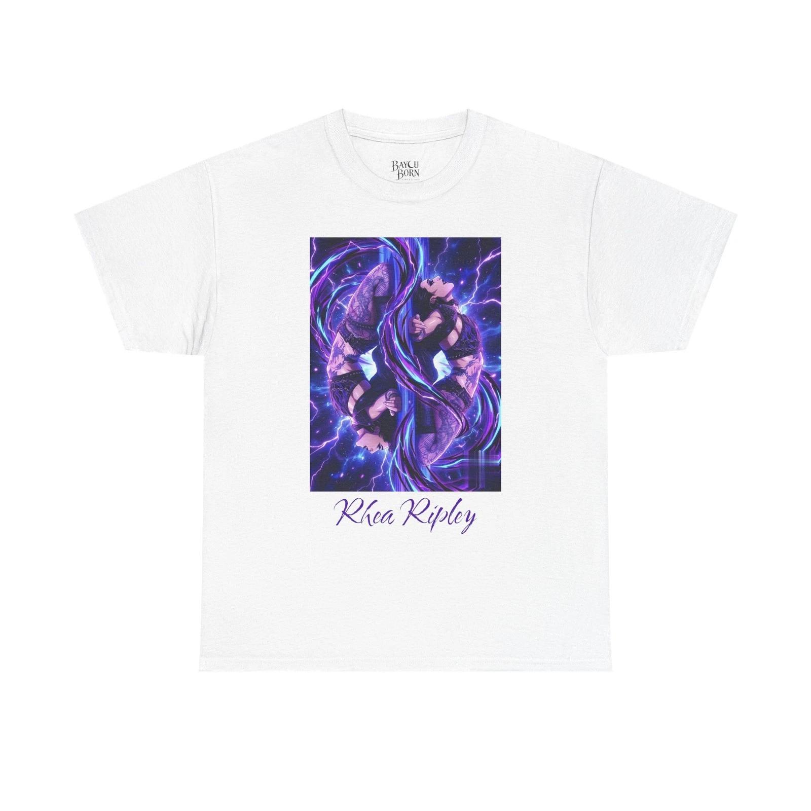 R Ripley Female Wrestler Portrait Tee | Neon Purple Anime Illustration S