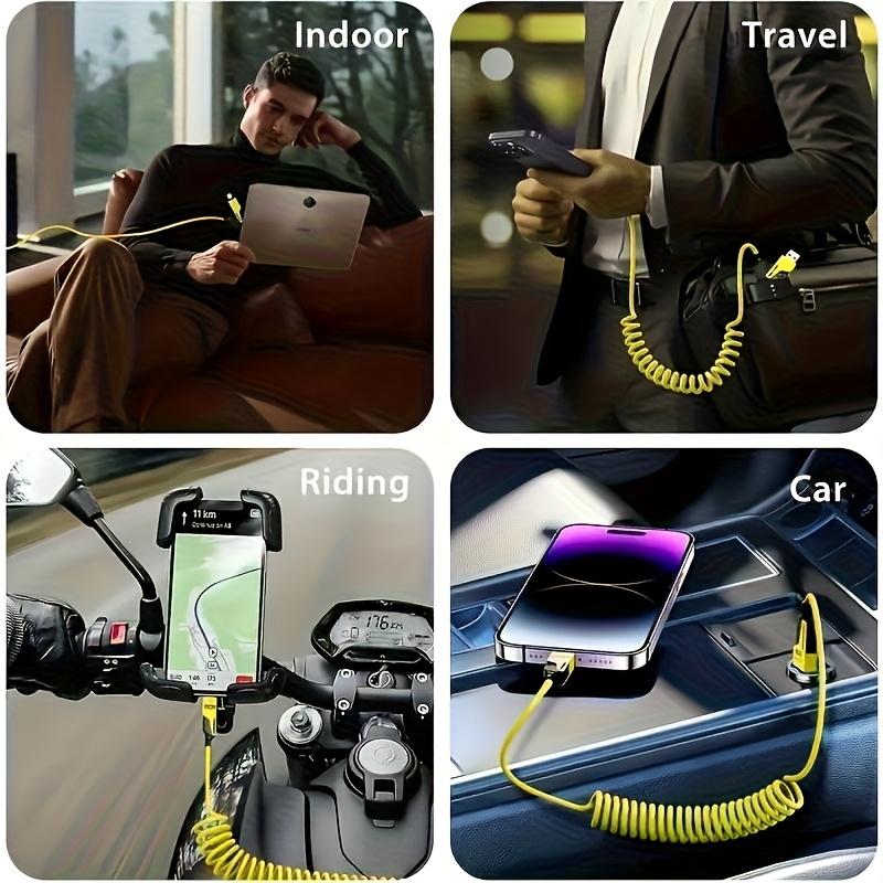 3pcs 4-in-1High-Speed Charging Cable USB Cable Travel Car Charging The Best Choice Spring Telescopic Charging Cable for SamSung Xiaomi for Huawei OPPO