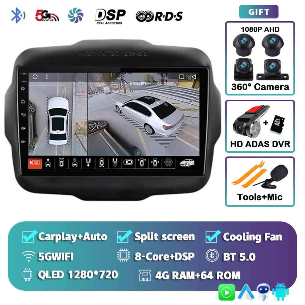 Android 14 Carplay Auto Car Radio For Jeep Renegade 2016-2020 GPS Navigation Multimedia Video Player Autoradio Stereo WIFI+4G BT