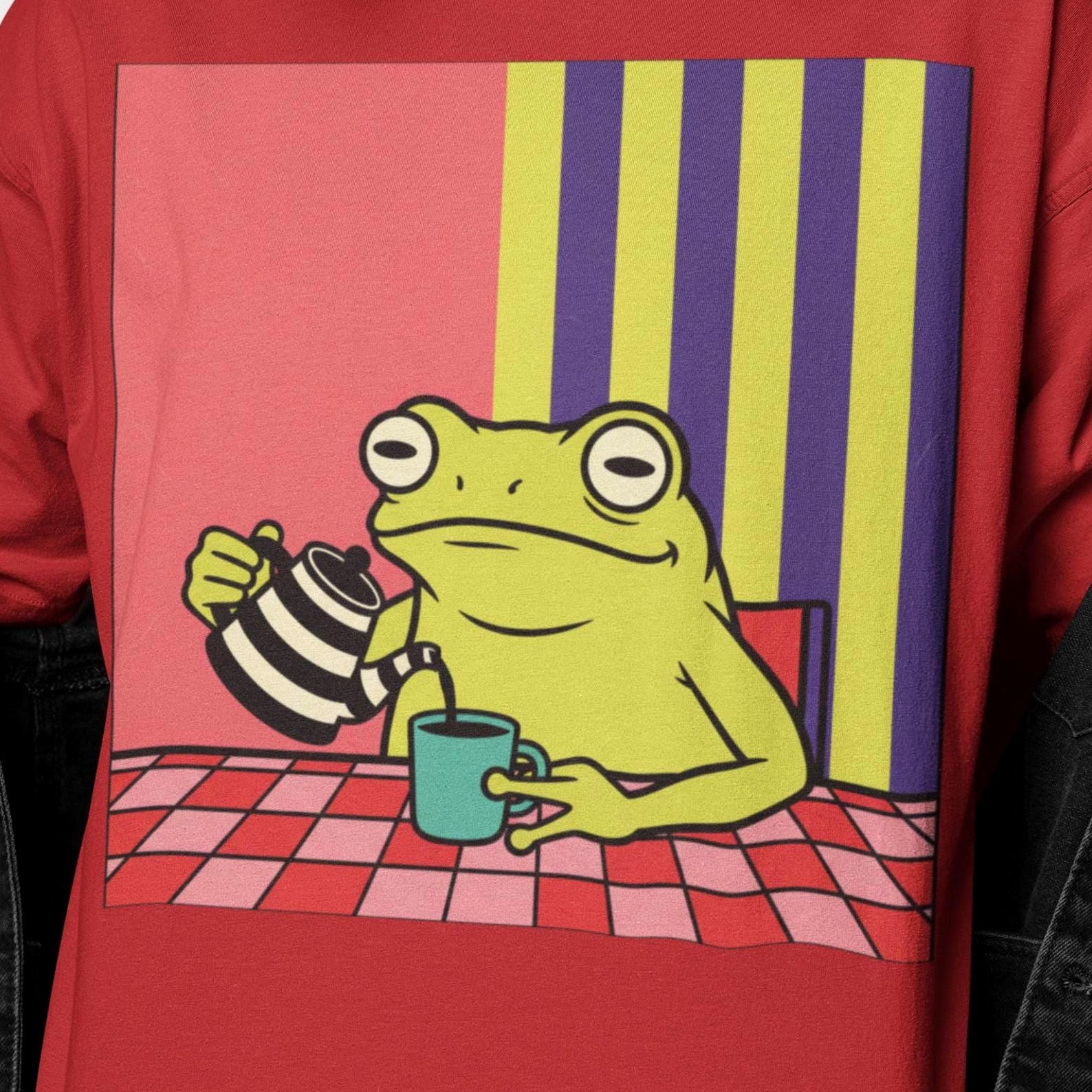 Tired Frog Coffee Shirt | Funny Frog Meme Tee | Morning Mood Shirt | Low Energy Humor | Introvert Aesthetic Shirt 4XL
