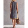Summer Women's Casual Loose V-neck Sleeveless Cotton Linen Dress for Cross-border Europe & America