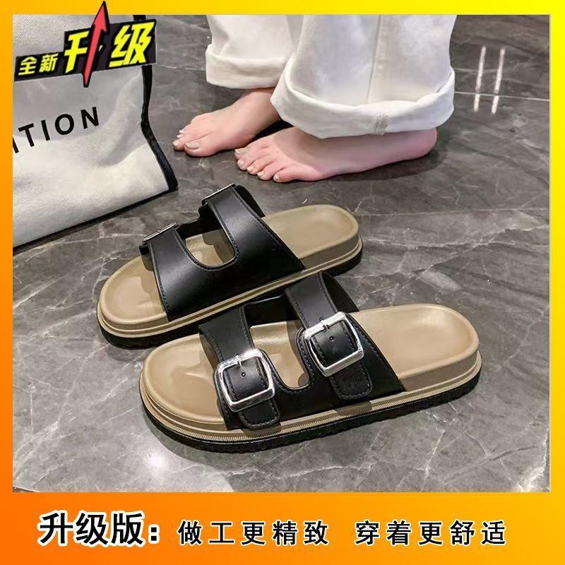 

Niche fashion thick-bottomed non-slip one-word slippers for women s new retro and versatile casual cool slippers for women s summer wear 36