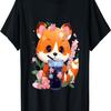 T-shirt Kawaii Anime Panda Rosso Beve Tè Boba Bollicine Fiore di Ciliegio(3)