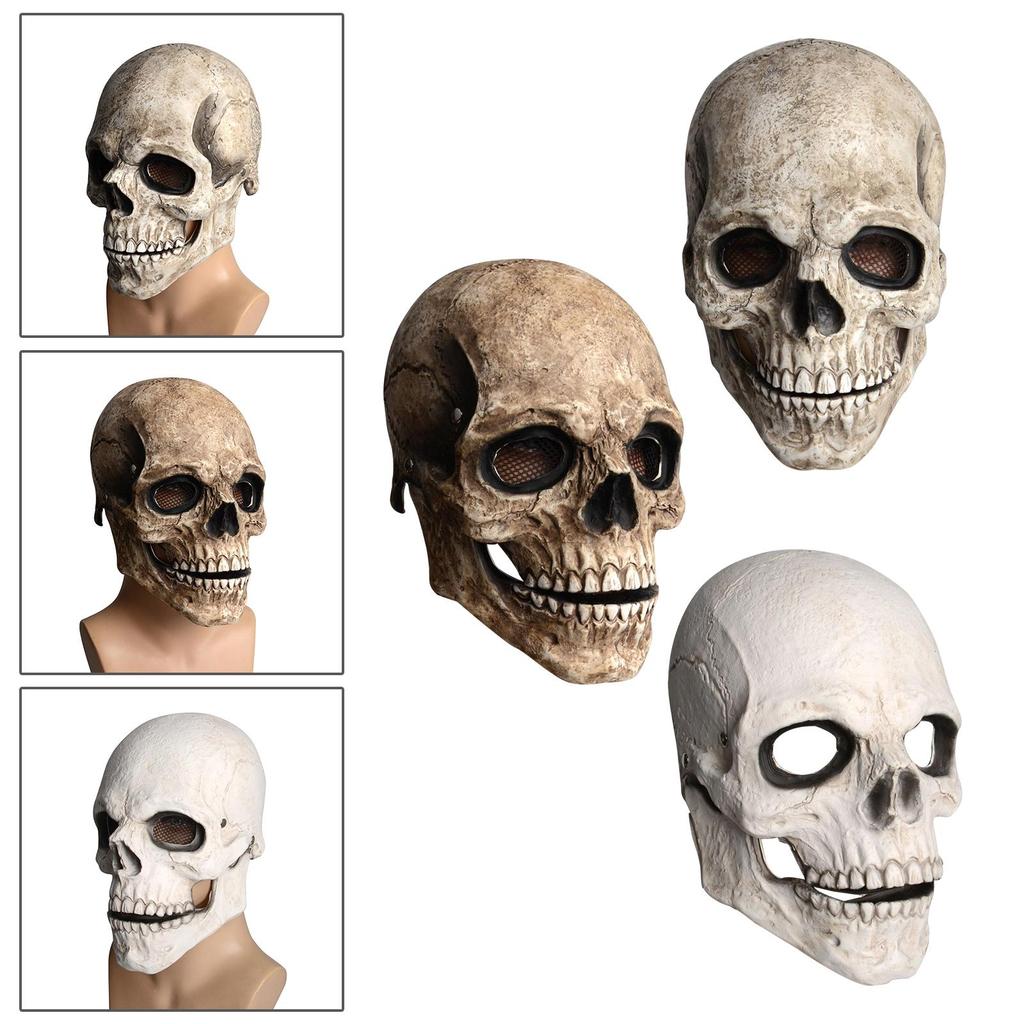 Maschera Teschio Realistica con Mascella Mobile Spaventosa Decorativa Casco in Lattice Casco Scheletro per Cosplay Costume Outdoor Adulto Carnevale