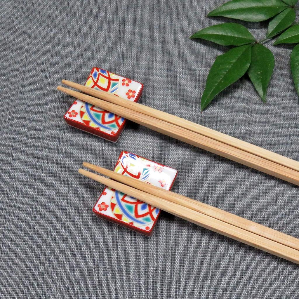 Chopstick rest stylish Kutani ware pair chopstick rest set temari pottery cutlery rest made in Japan