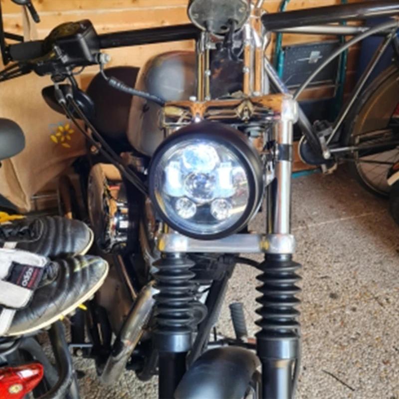 Motorcycle Matte Black Silver Headlight 5.75 Inch Retro Bucket Motorcycle Modified Headlight Base LED Headlight Decor Lighting