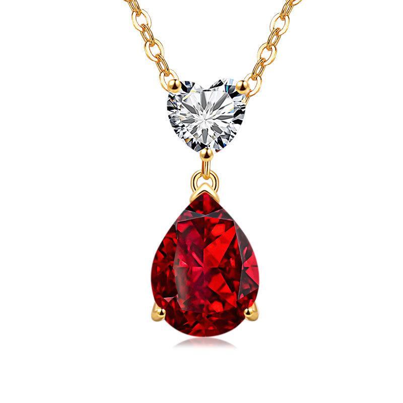 Jewelry Temperament Warm Sun Water Drop Necklace Ice Flower Cut Zirconium Platinum Plated 925 Silver Pendant Necklace