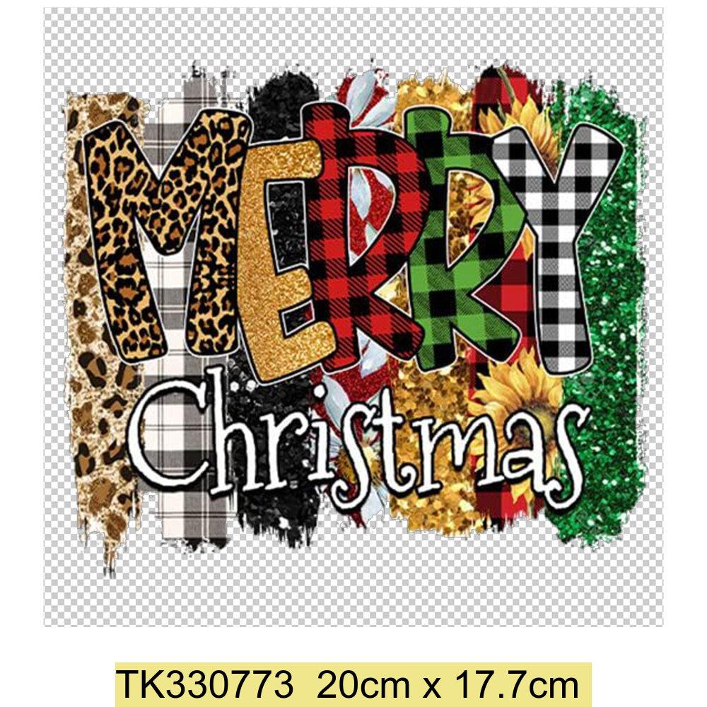Iron On Christmas Snowmen Santa Claus Christmas Trees  Patch DIY Heat Transfer Tops Appliqued Vinyl Iron On Clothes Stickers