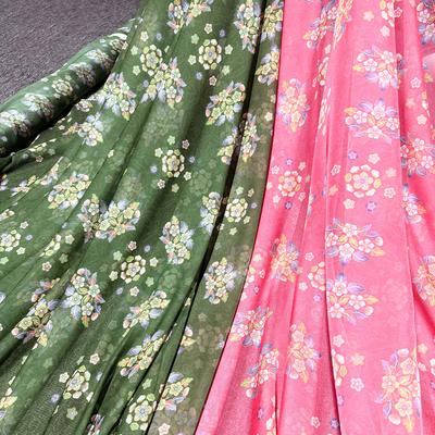 100*150cm Flower Chiffon Fabric Chinese Style Tea Group Flower Printing Fabric DIY Hanfu Dress Wedding Dance Costume Decor