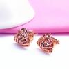 Pure Purple Gold High-Grade Hollow Triangular Stud Earrings, Shiny Women'S Rose Gold-Plated Colored Gold Earrings.