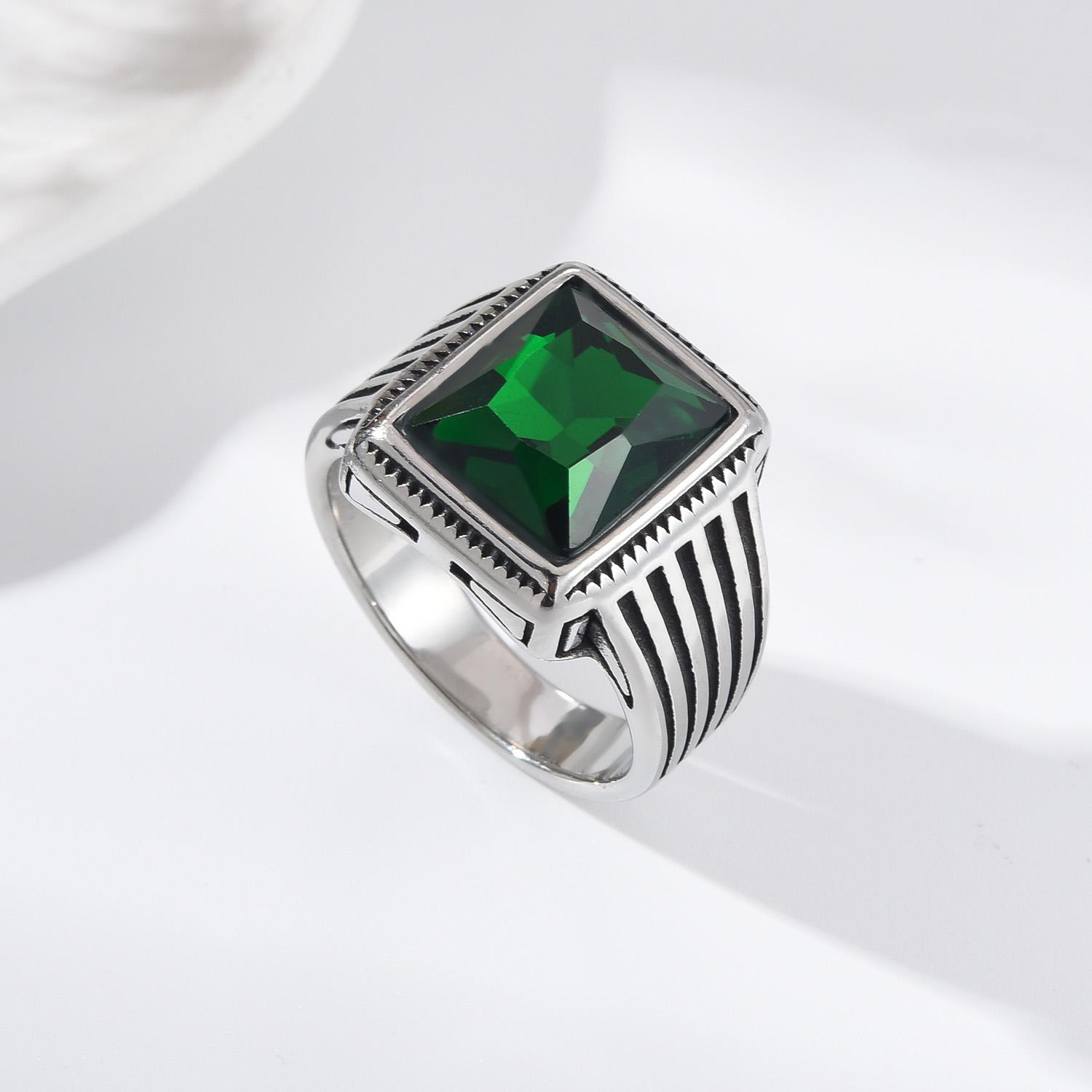 

R3511 Изысканное Модное Мужское Кольцо из Нержавеющей Стали с Агатом и Бычьим Глазом в Винтажном Стиле, Прямые Продажи с Завода 7 зелёный